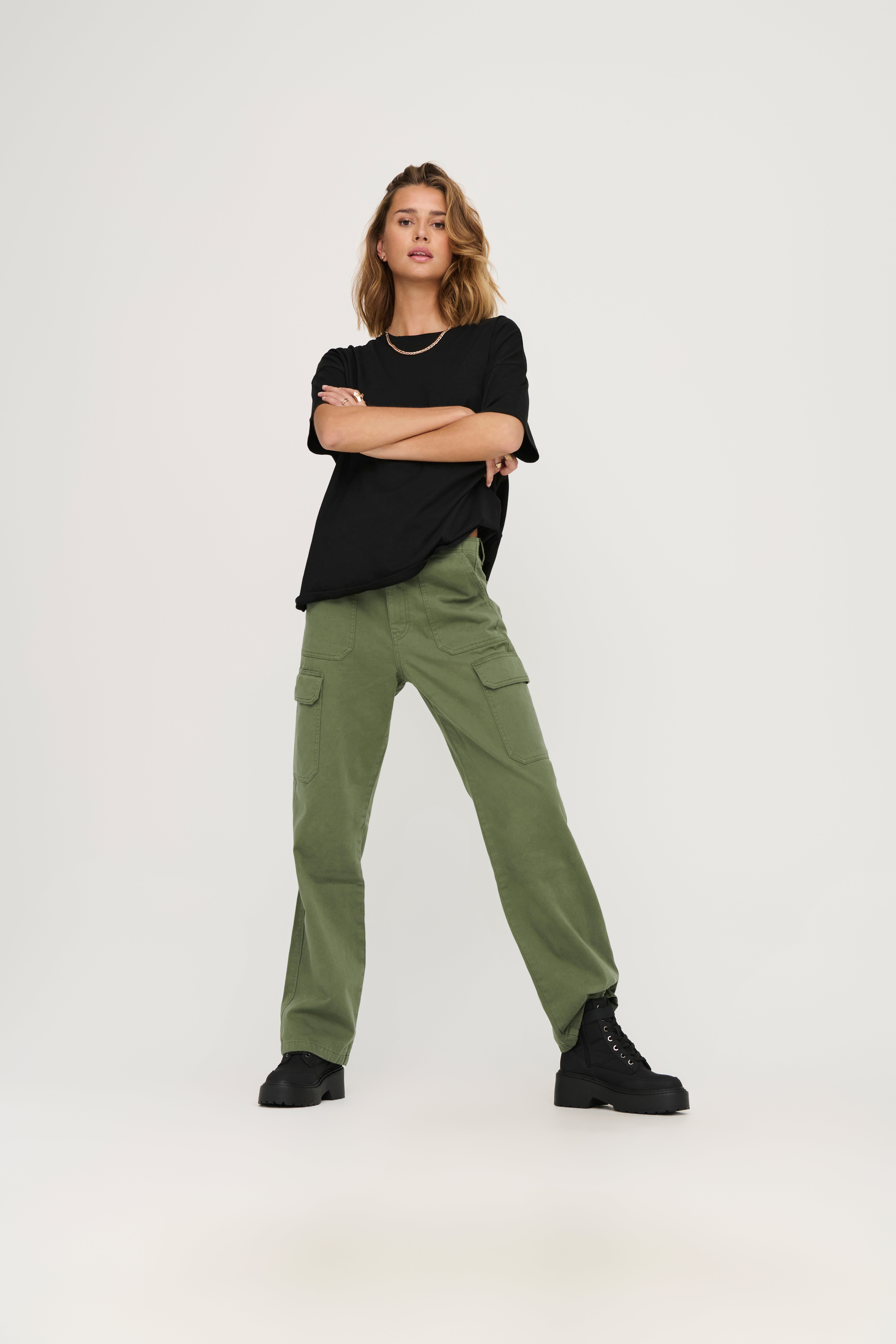 ONLMALFY Hohe Taille Locker geschnitten Cargo-Hose Kalamata