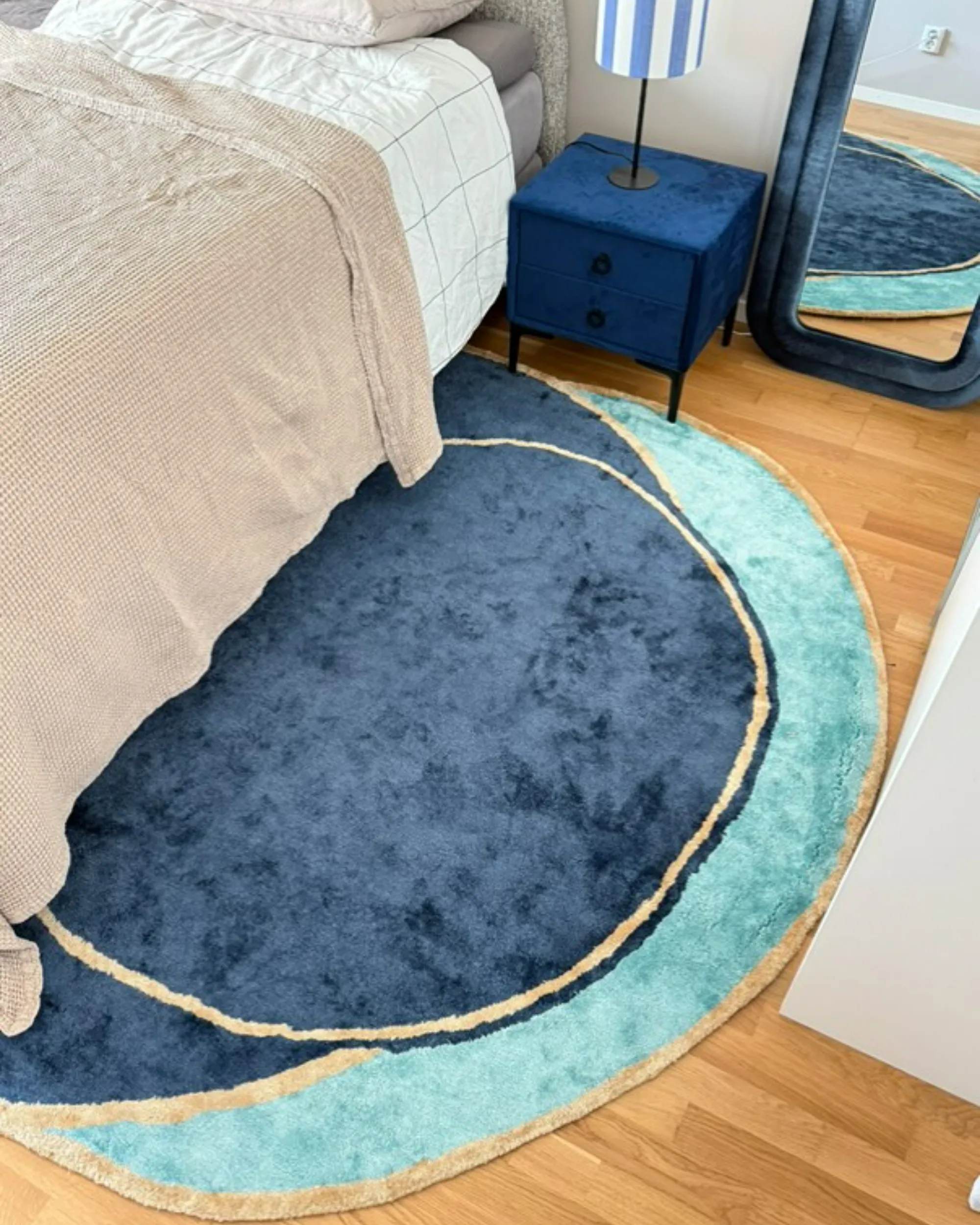 Vloerkleed KANRACH Marineblauw 200 x 200 cm Viscose