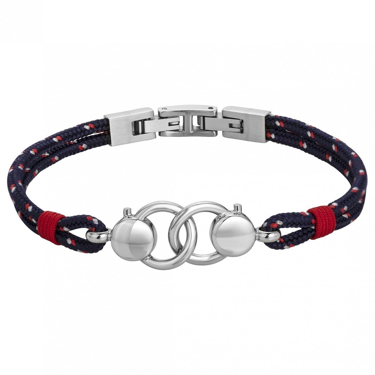Bracelet souple mono-motif en Acier 316L et cordon - blanc brillant
