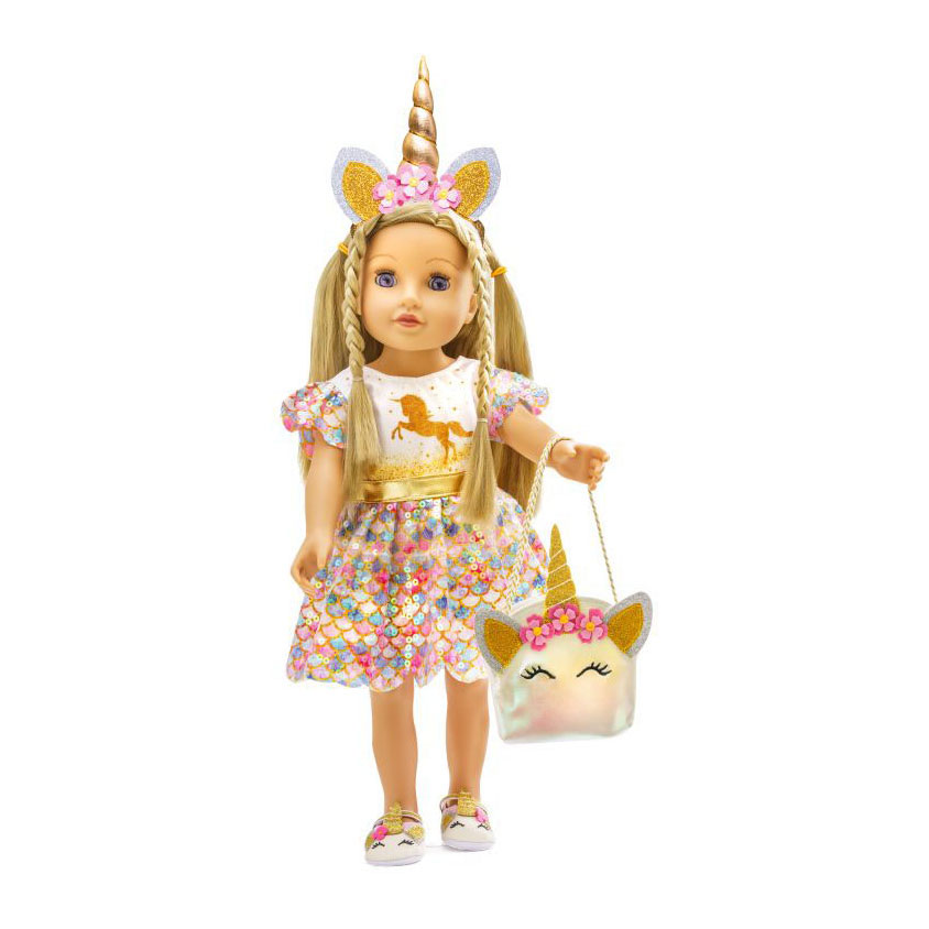 Poppen Accessoires Glitter Eenhoorn Set, 38-45 cm