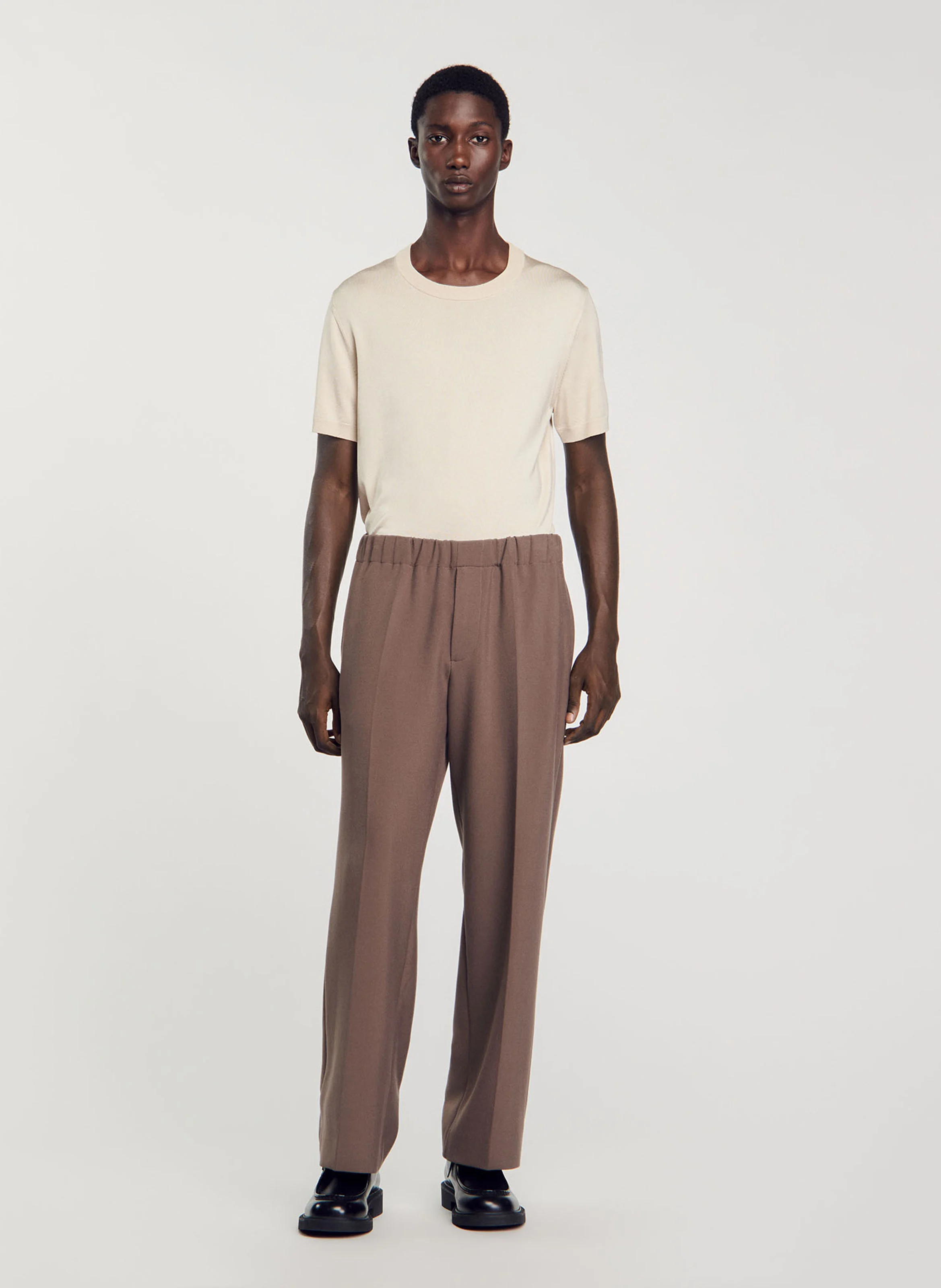 Pantalon large en jersey | Marron