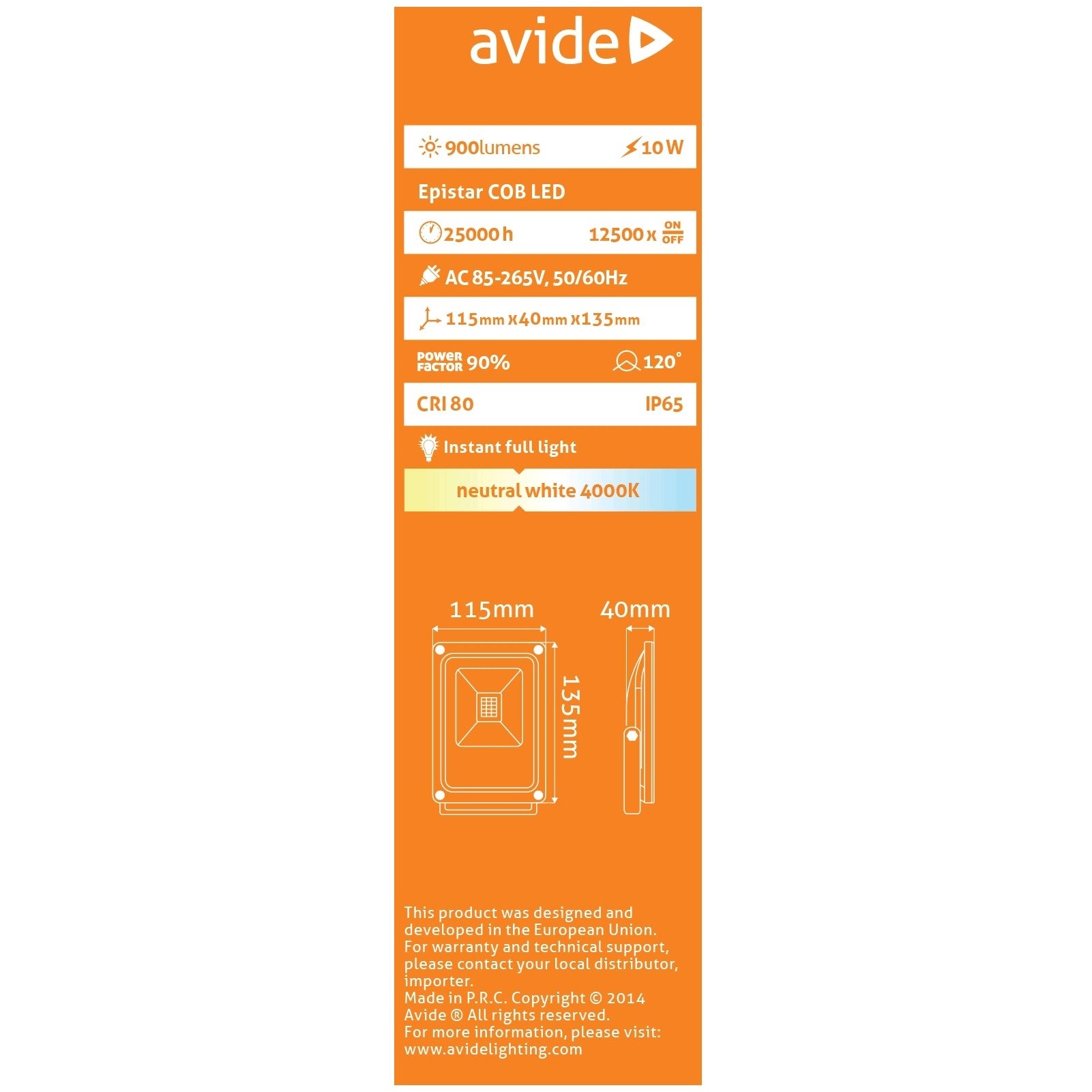 Avide LED Flood Light Slim 10W NW