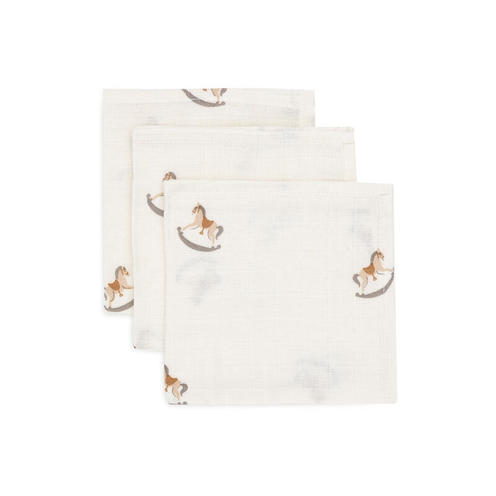 Lot de 3 serviettes gaze de coton 31x31cm Nostalgic ride - Multicolor - JOLLEIN