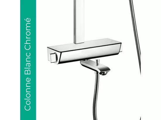 Colonne bain douche thermostatique HANSGROHE Raindance E 360 chromé + tablette AddStoris