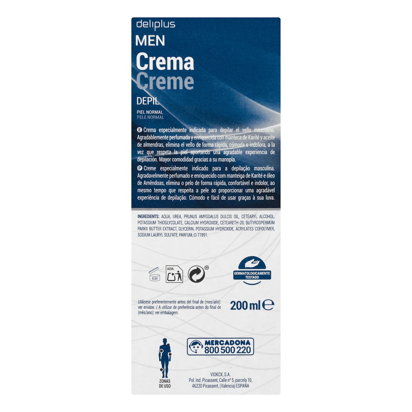 Crème dépilatoire pour hommes Deliplus pour peaux normales