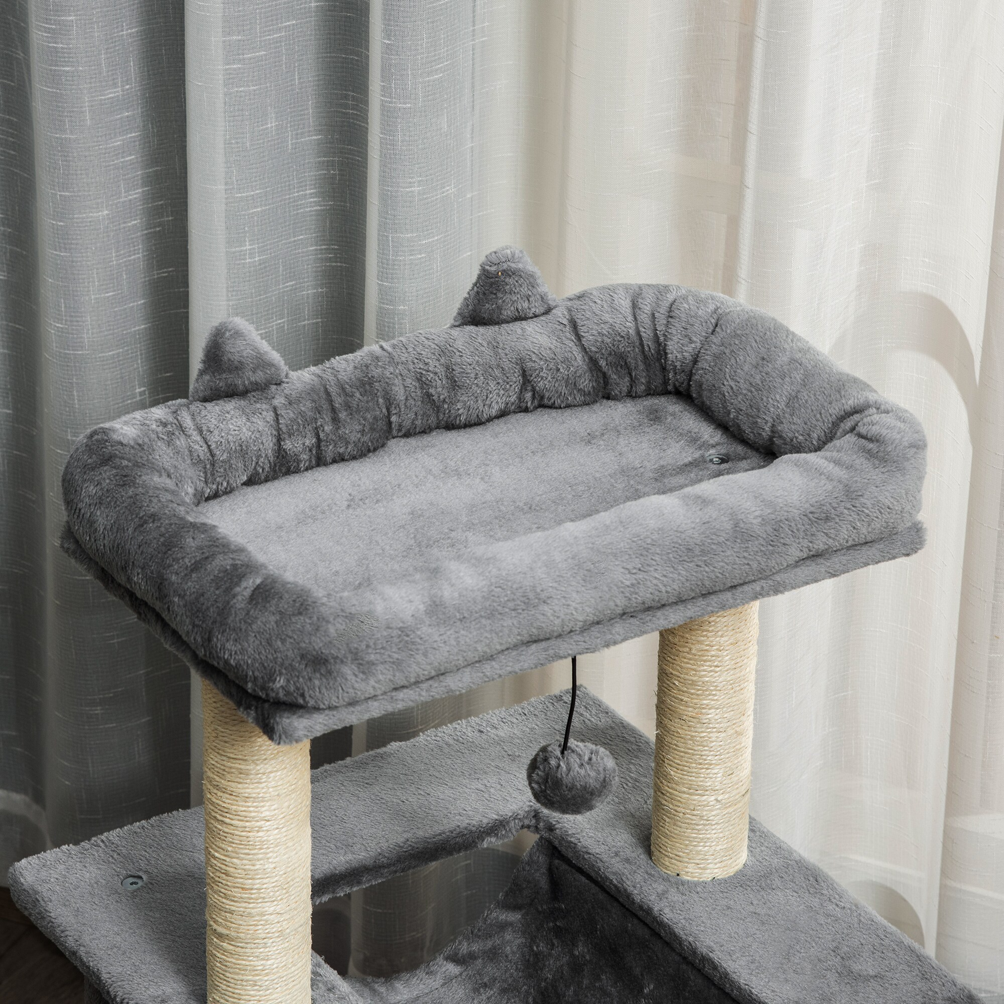 PawHut Kratzbaum mit Höhle grau 48L x 48B x 100H cm