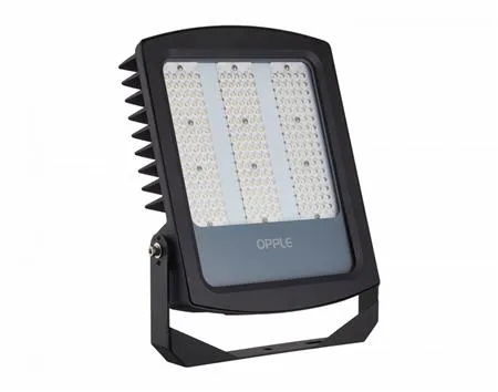 OPPLE Lighting LEDFlood-P Re440-220W-4000-AS-BL, Sort, IP66, Aluminium, Polykarbonat (PC), Hærdet glas, I, IK08, 1 m