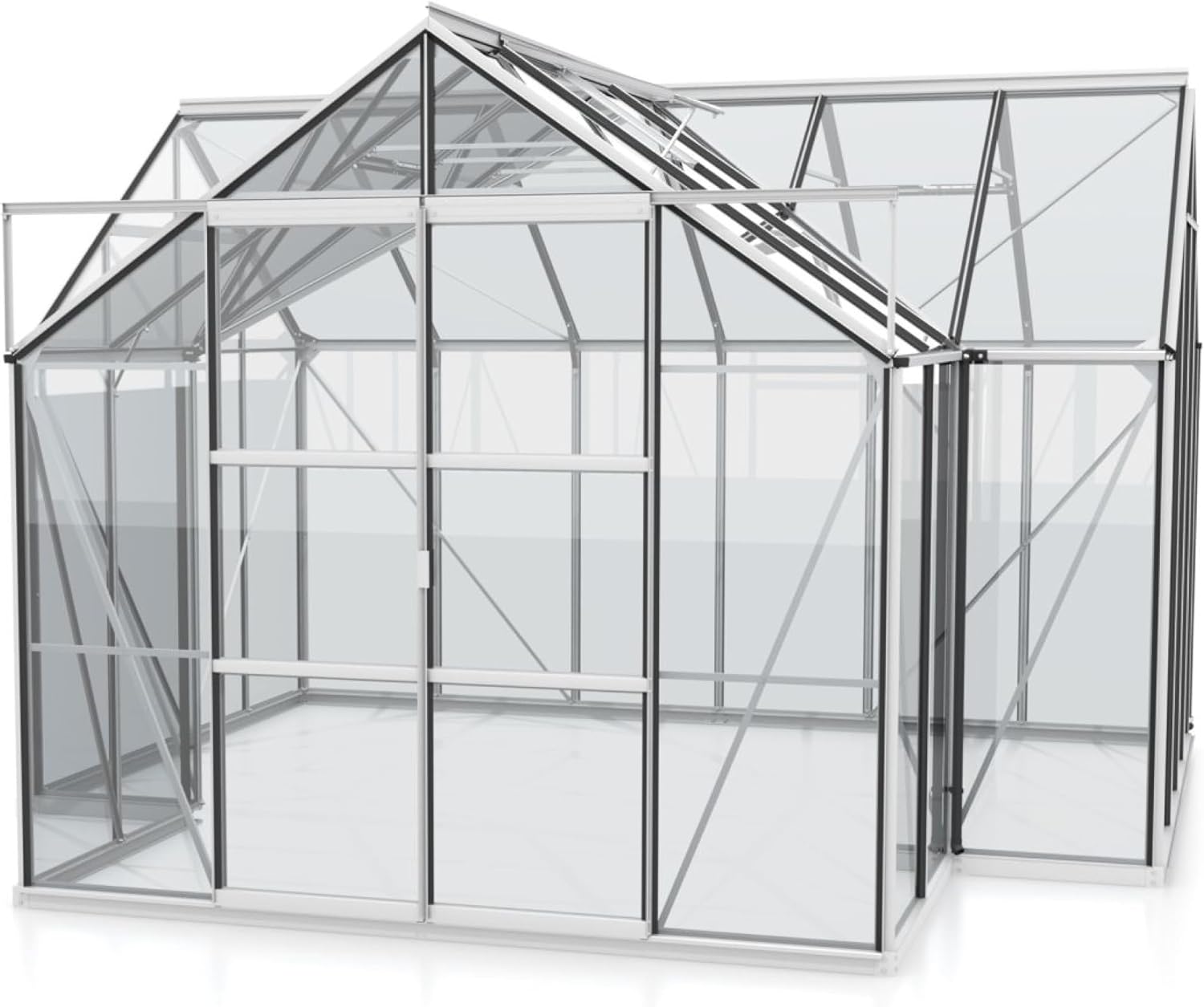 Vitavia Gewächshaus Sirius, Aluminium eloxiert, 3 mm ESG | Wetterfestes & stabiles Treibhaus | Perfekt für Gemüse & Pflanzen | Robust & langlebig