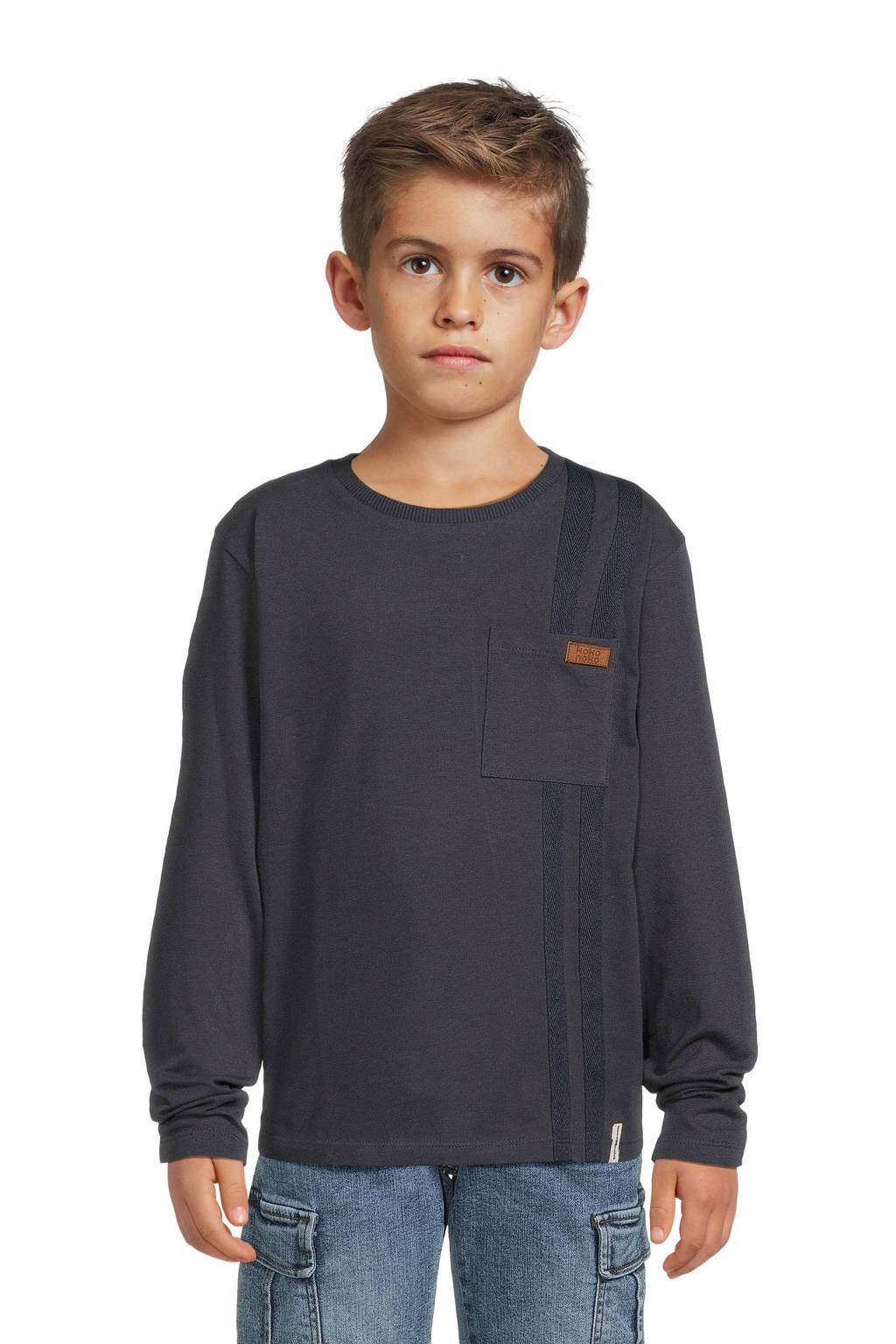 Koko Noko gestreepte gebreide longsleeve donkerblauw