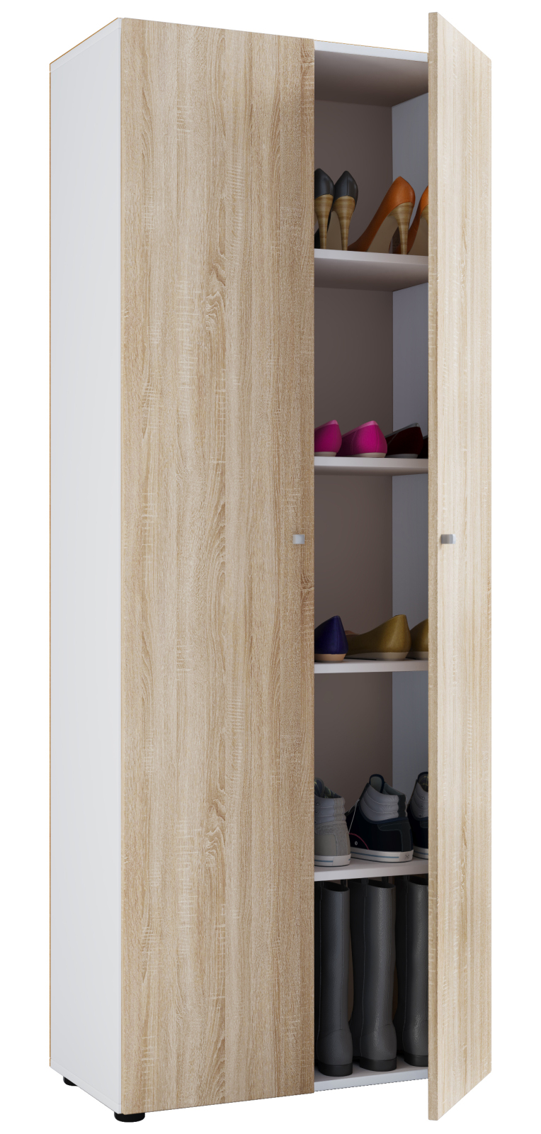 Schuhschrank - Sonoma Eiche - weiß - mit Türen - 71 cm breit