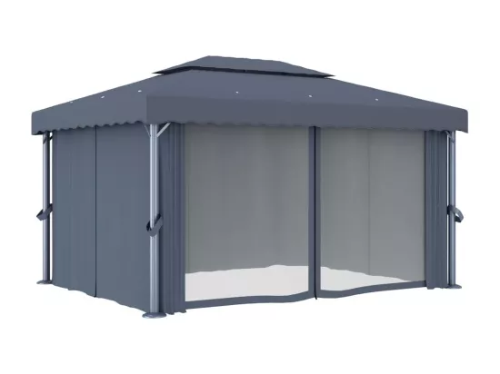 Tonnelle avec rideau 4x3 m Anthracite Aluminium