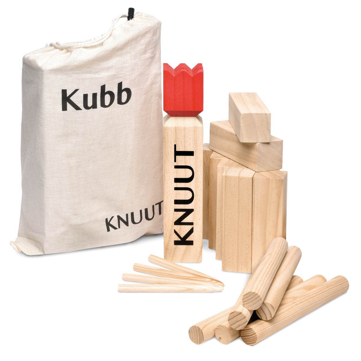 Toyfel Knuut Kubb met bruine FSC stoffen tas