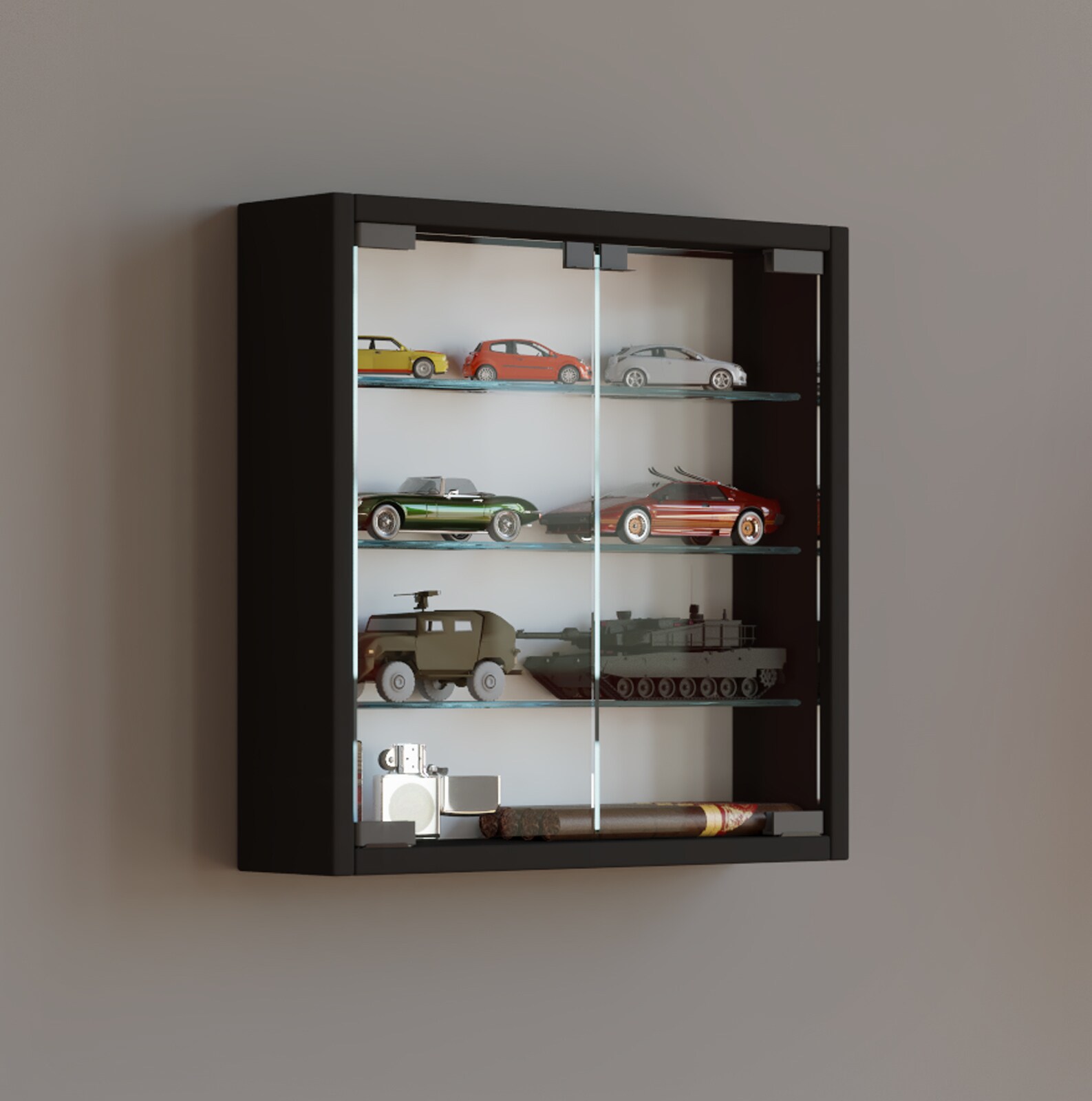 VCM Holz Glas Hängevitrine Wandvitrine Sammel Deko Sammler Vitrine Mandosa S