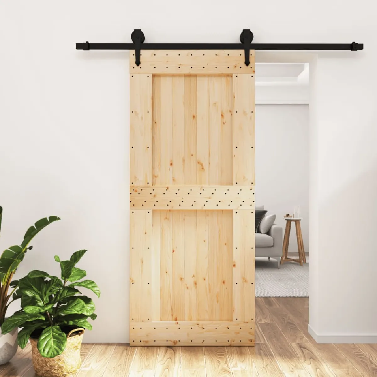 vidaXL Porte coulissante en pin massif - 90x210 cm