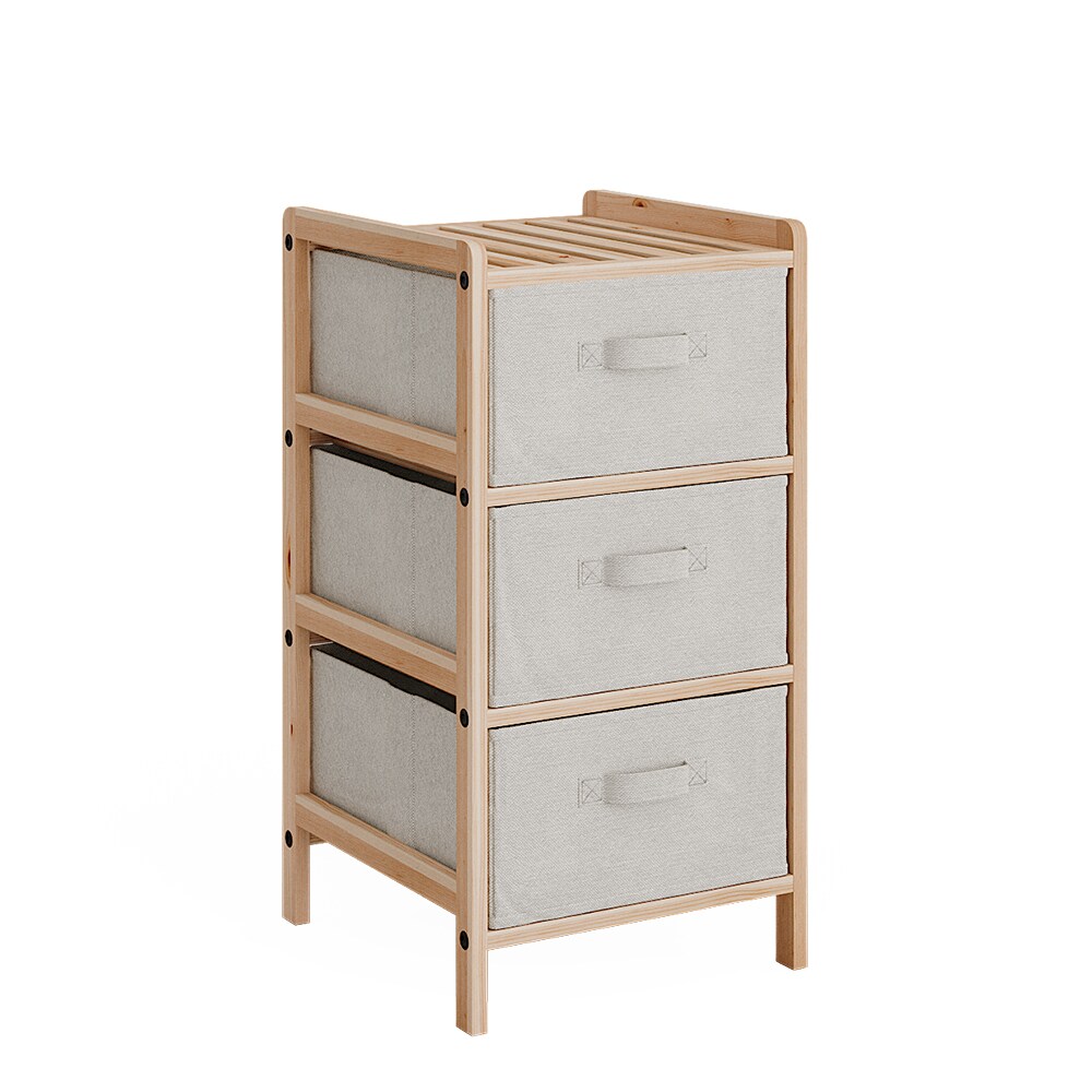Vicco Badschrank Bruno Beige 34,5 x 67 cm mit 3 Stoffschubladen