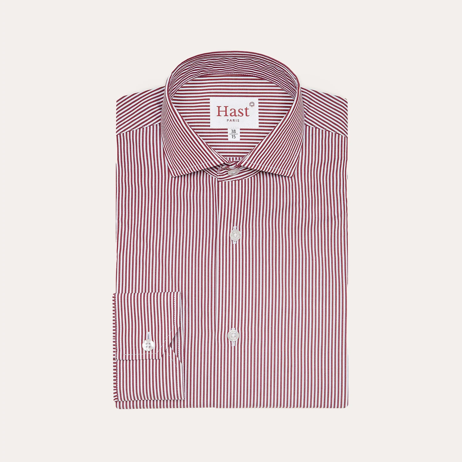 Poplin shirt with wide garnet stripes