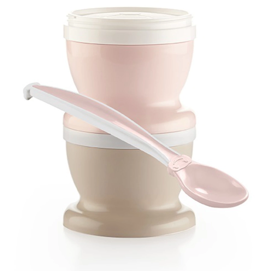 Thermobaby® Babynahrungsbehälter im doppelpack + 1 x Löffel, powder pink
