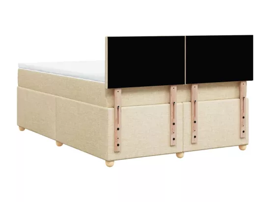 Sommier à lattes de lit avec matelas Crème 160x200 cm Tissu