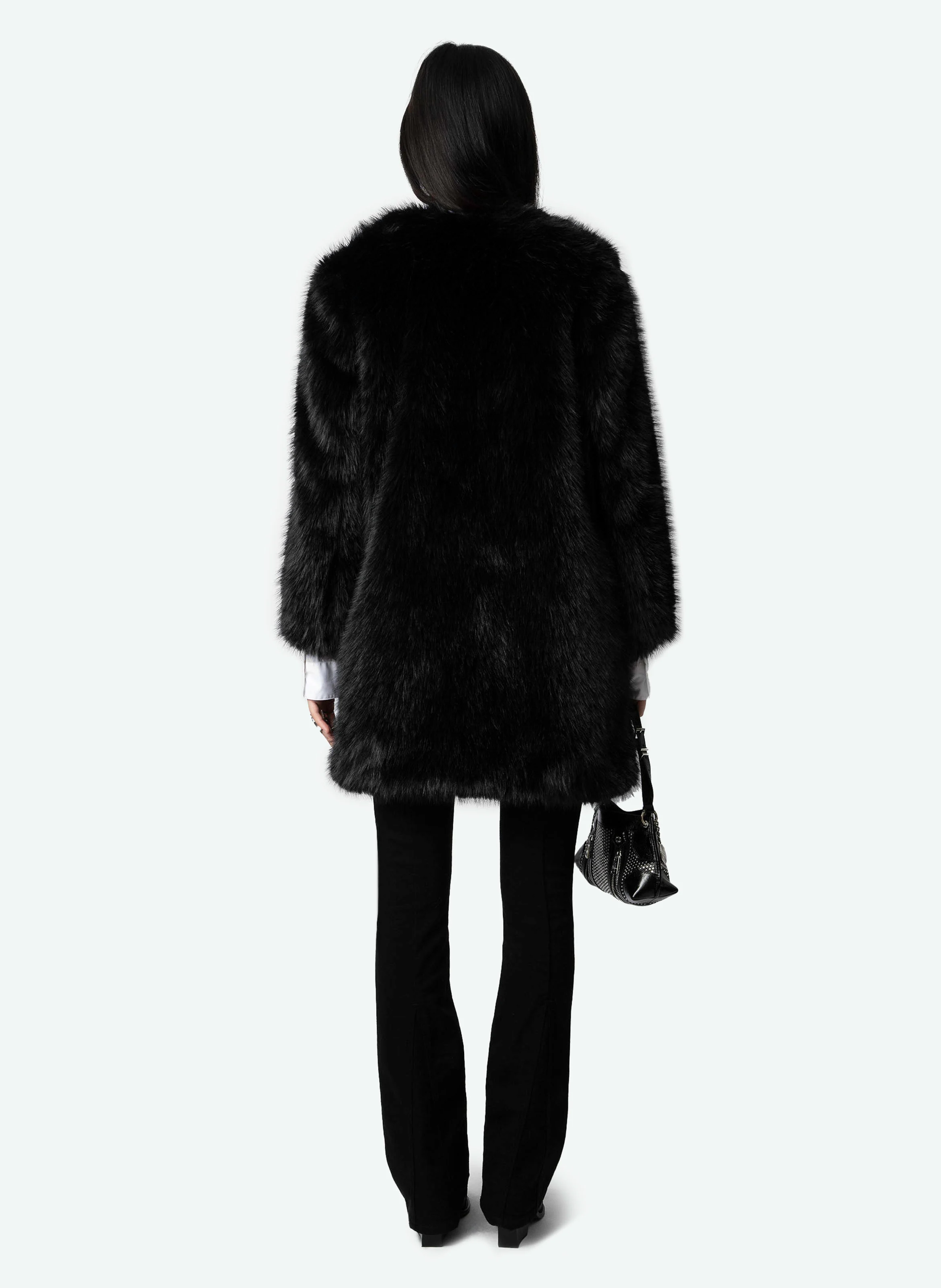 MILAS - Manteau mi-long effet fourrure| Noir