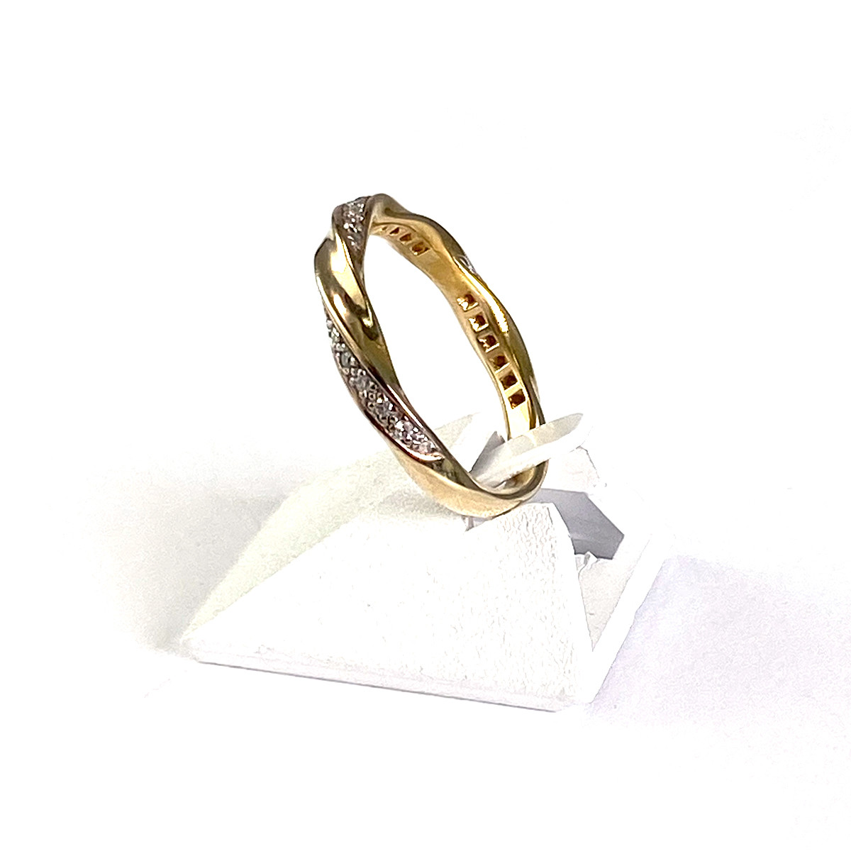 Bague d'occasion or 375 2 tons, diamants