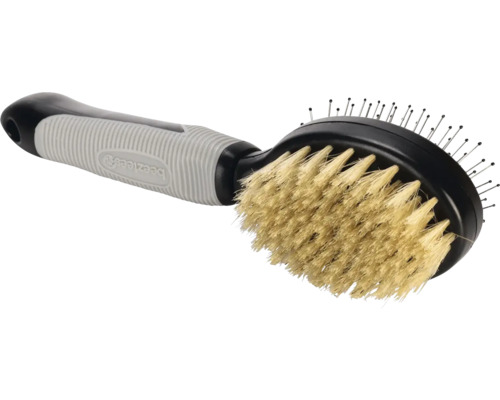 Bontborstel beeztees combinatieborstel ca. 20 x 6 x 6 cm grijs, zwart met zachte grip