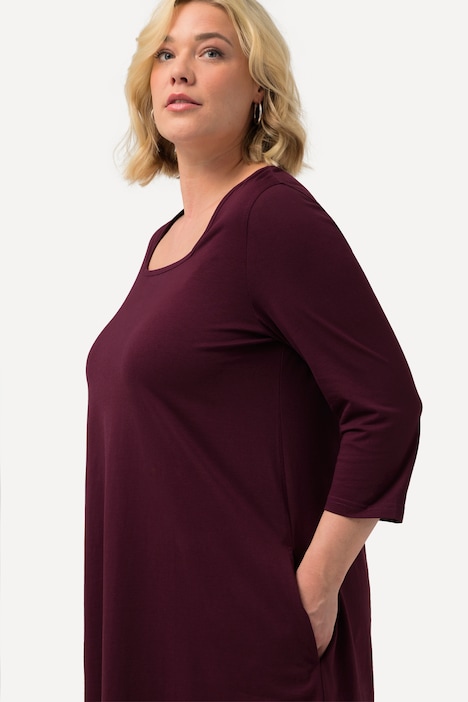 Longshirt, A-Linie, Carree-Ausschnitt, 3/4-Arm