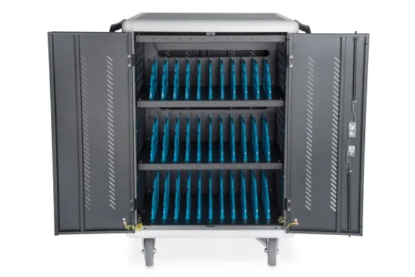 DIGITUS - Vogn med hjul (kun opladning) - for 30 tablets / notebooks - låsbar - sort, RAL 9005 - skærmstørrelse: op til 15,6