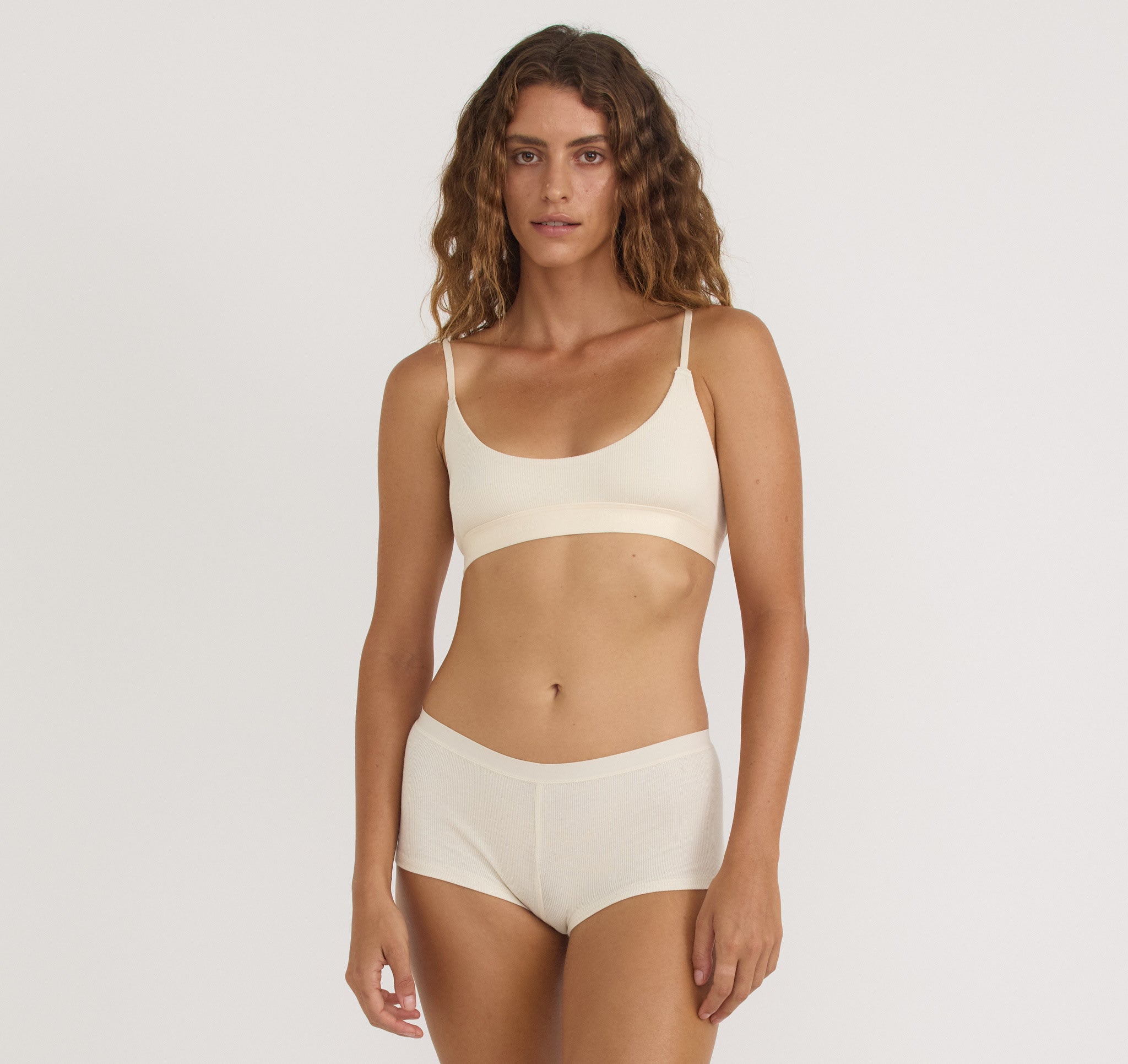 ORGANIC COTTON<br>Core Rib Open Back Scoop Bralette