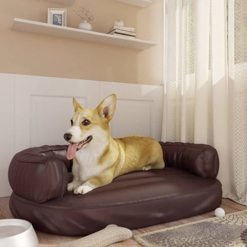 Sofá retangular acolchoado marrom para cães Vidaxl