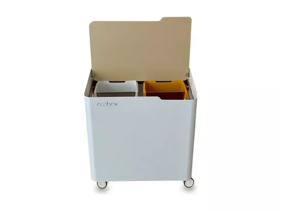 Poubelle pour tri sélectif modulable, fermeture douce, 40 litres, ECOBOX-TOP
