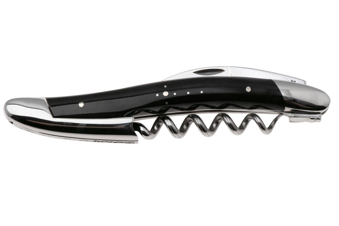 Forge de Laguiole 00005476, Polished Stainless Steel, Stamped Bee, Dark Horn kelnersmes