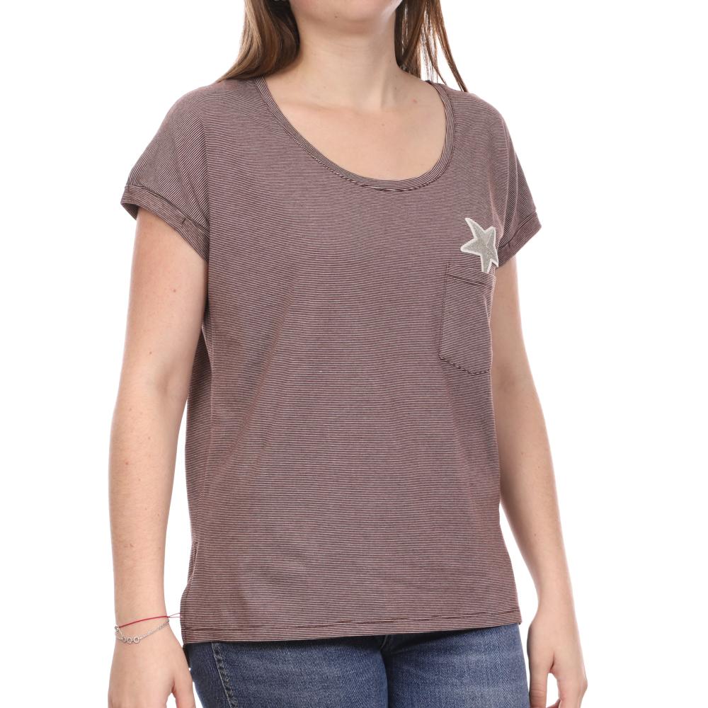 Teddy Smith T-shirt Rouge à rayures Femme Teddy Smith Topic