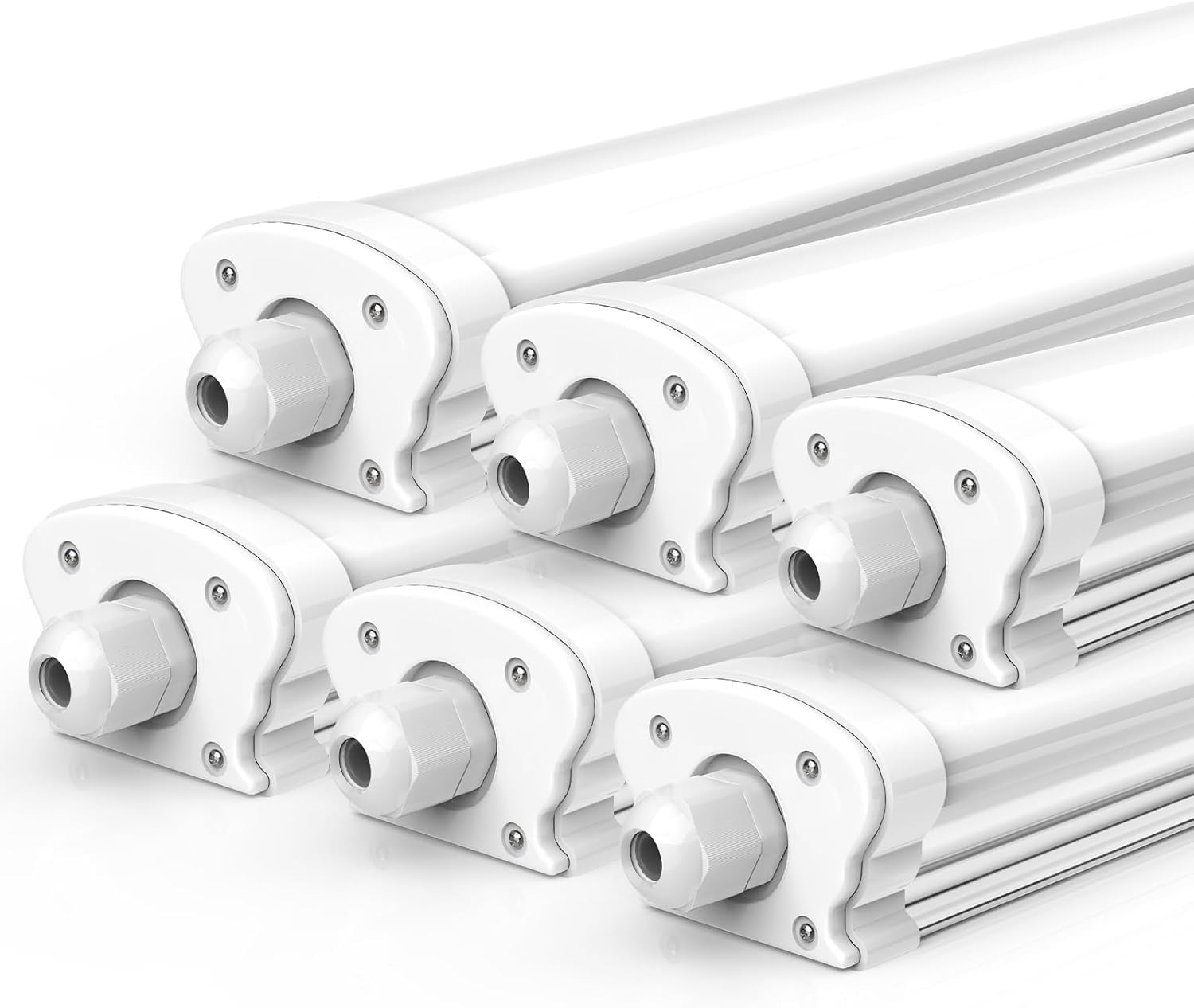 JESLED - 6er Set LED Feuchtraumleuchte 150cm IP65-38W 6500 Lumen - 6500K Neutralweiß - Verknüpfbar - Kellerleuchte, Nassraumleuchte - Feuchtraum Wannenleuchte