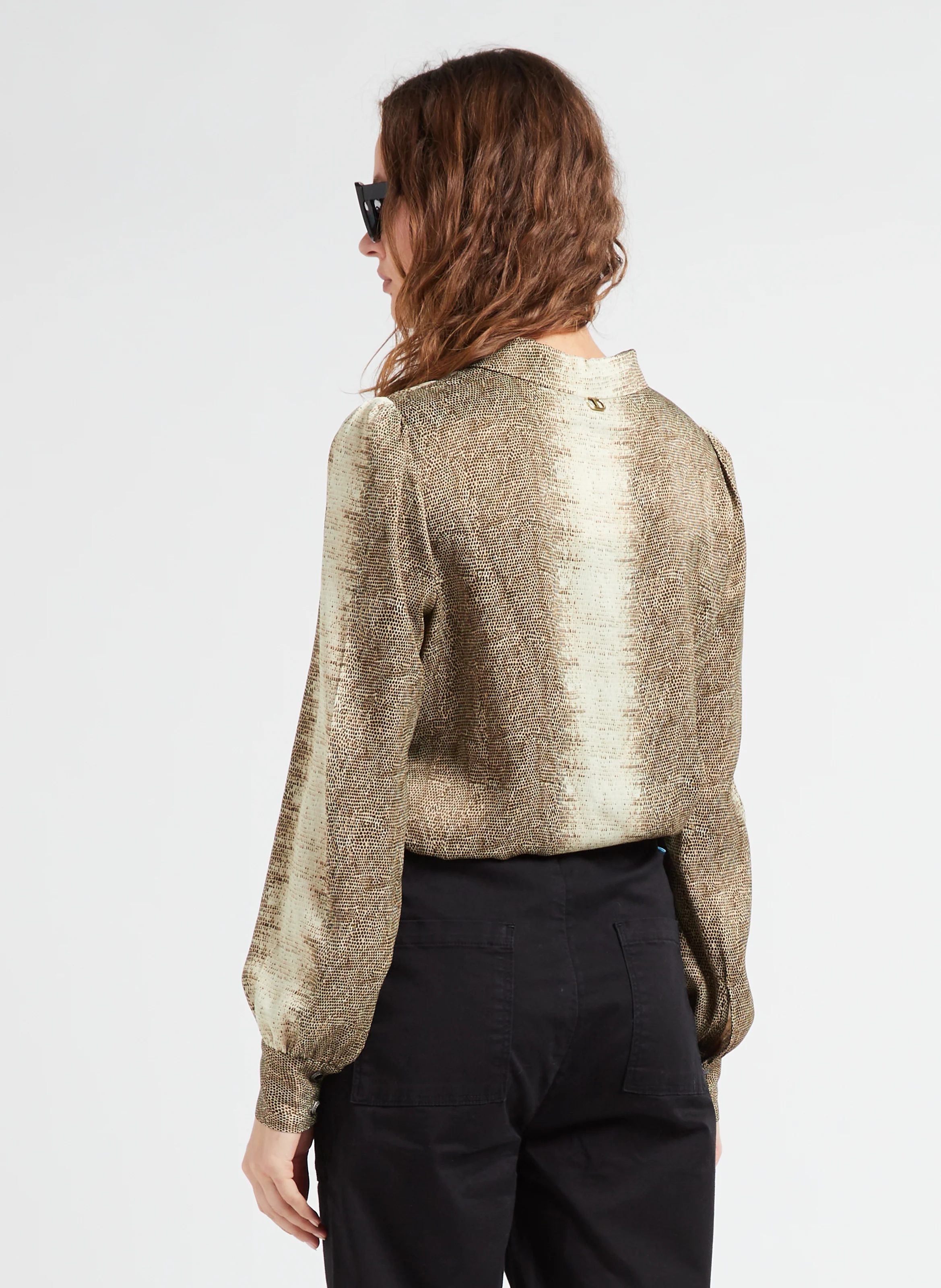 Chemise droite fluide à col classique | Marron