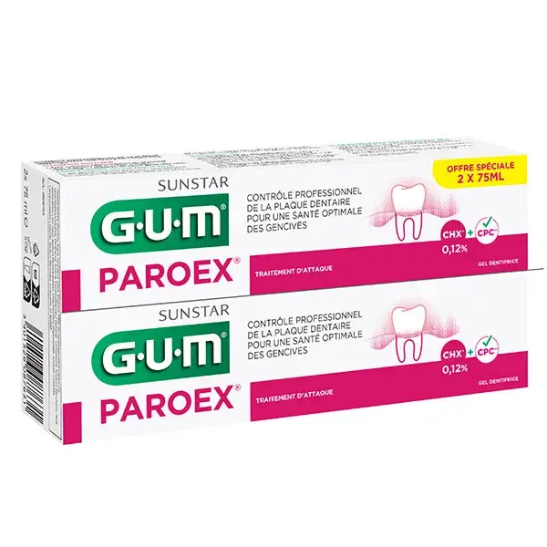 Pasta de dentes Gum Paroex, embalagem com 2 unidades de 75ml
