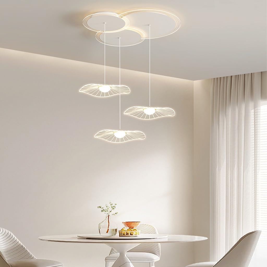Pendelleuchte LED Indoor Restaurant Kronleuchter dimmbar modern Lotusblatt Stil kreatives Design Lampe Acryl Lampenschirm höhenverstellbar Deckenleuchte Schlafzimmer Wohnzimmer Bar Bürobeleuchtung