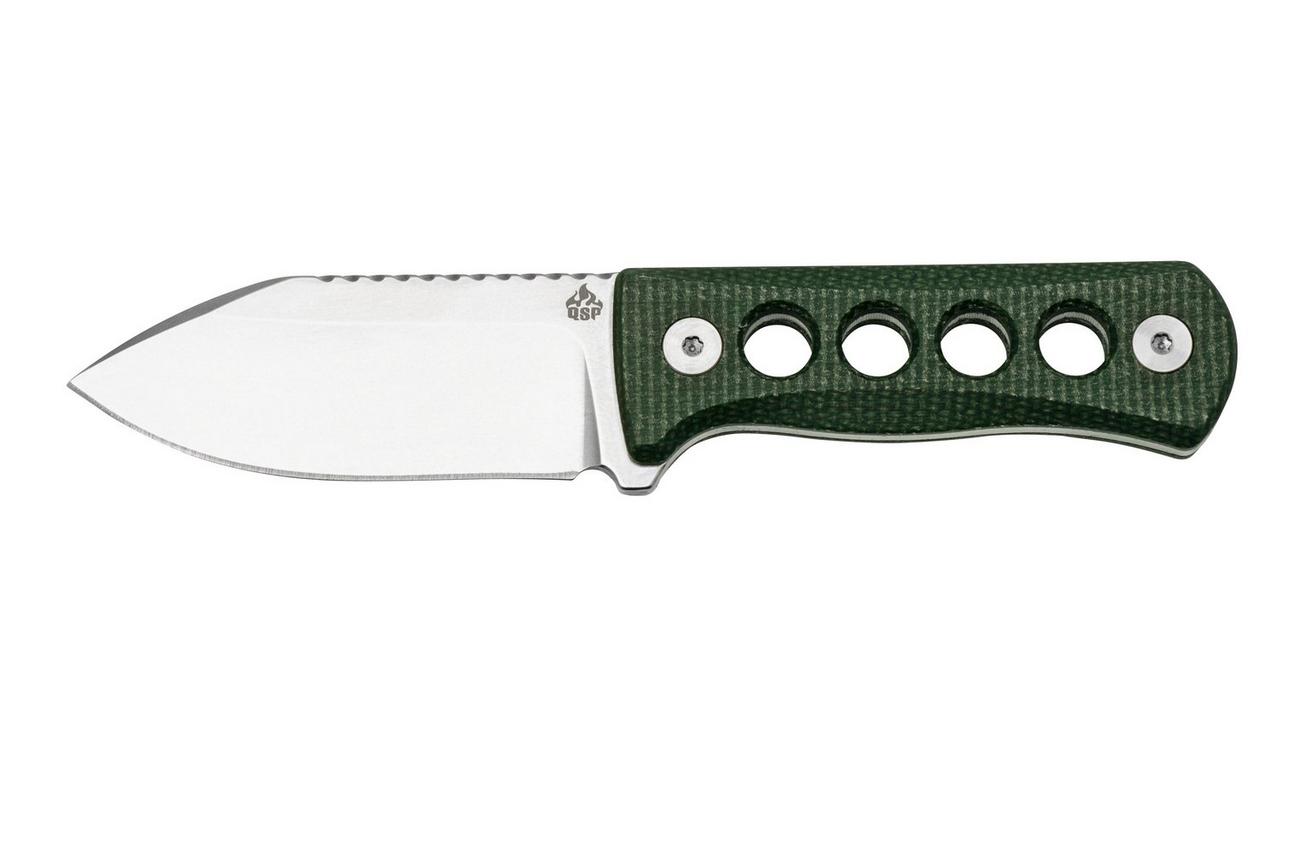 QSP Knife Canary QS141-C1 Stonewashed, Green Micarta, nekmes
