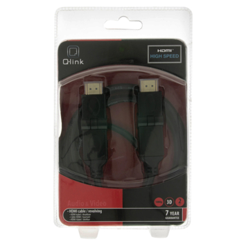 Q-Link HDMI kabel high speed gold plated 3D 2 meter draaibaar