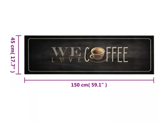 Tapis de cuisine lavable texte Coffee 45x150 cm velours