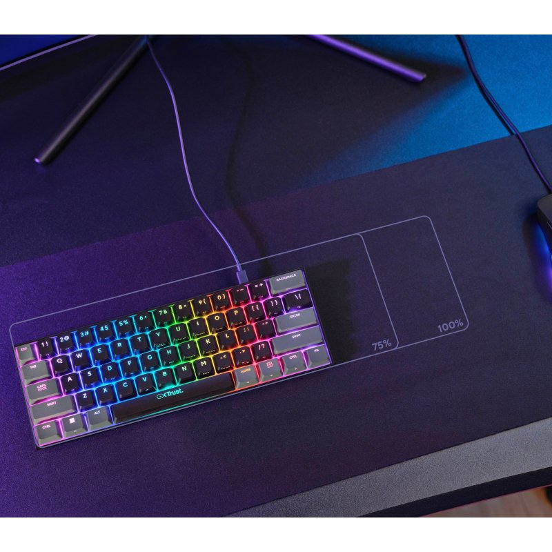 Trust GXT 867 Acira clavier Gaming USB Français Noir, Gris