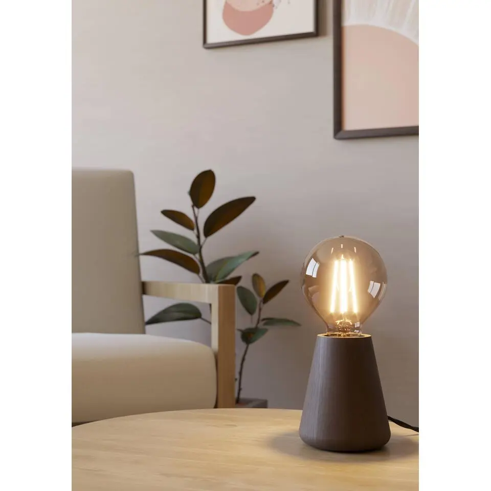 EGLO Asby Tafellamp - E27 - 10 cm - Donkerbruin - Hout