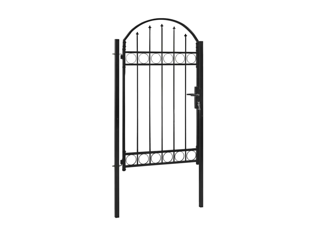 Portail de jardin avec dessus arqué Acier 100 x 175 cm Noir