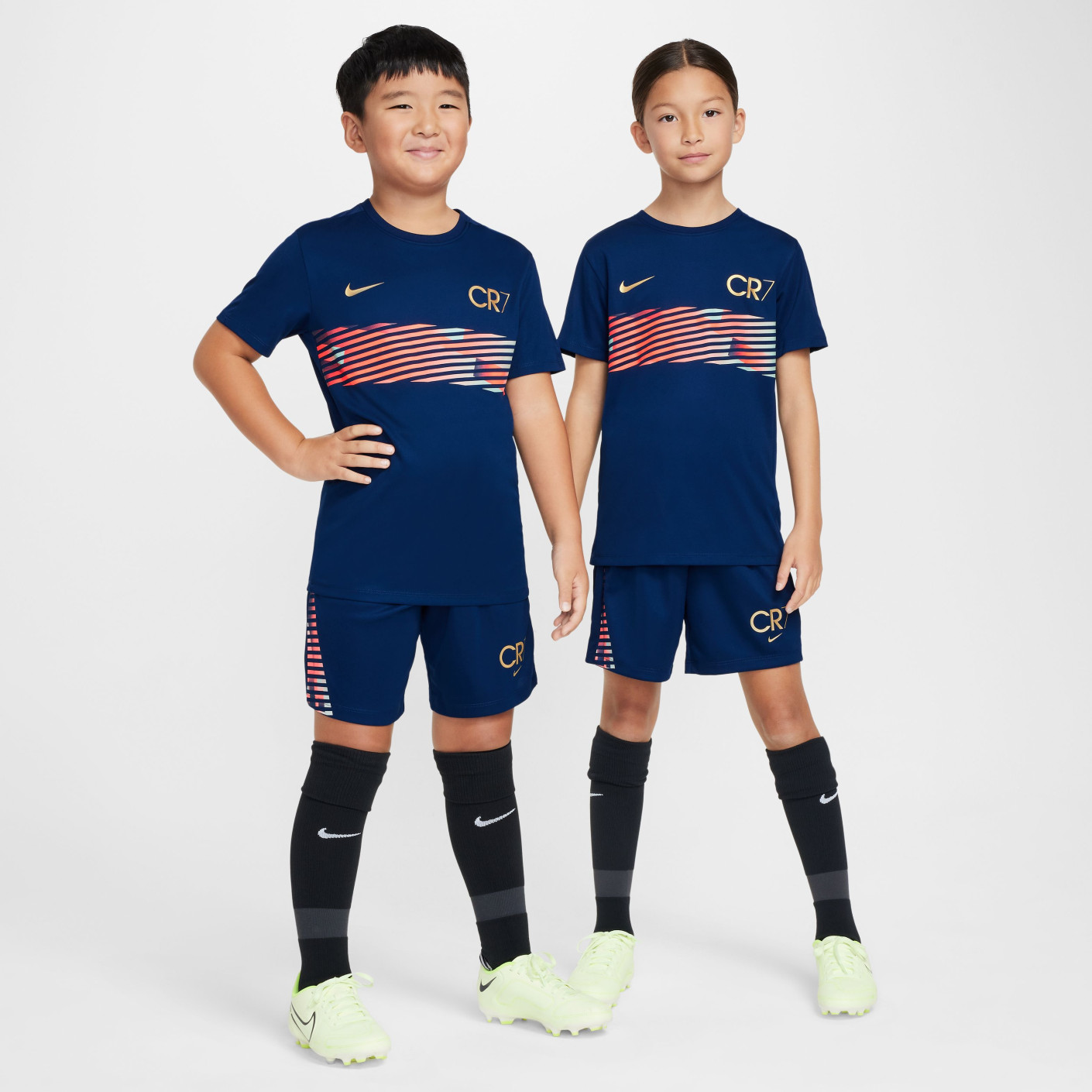 Nike CR7 Academy Trainingsbroekje Kids Donkerblauw Lichtroze Goud