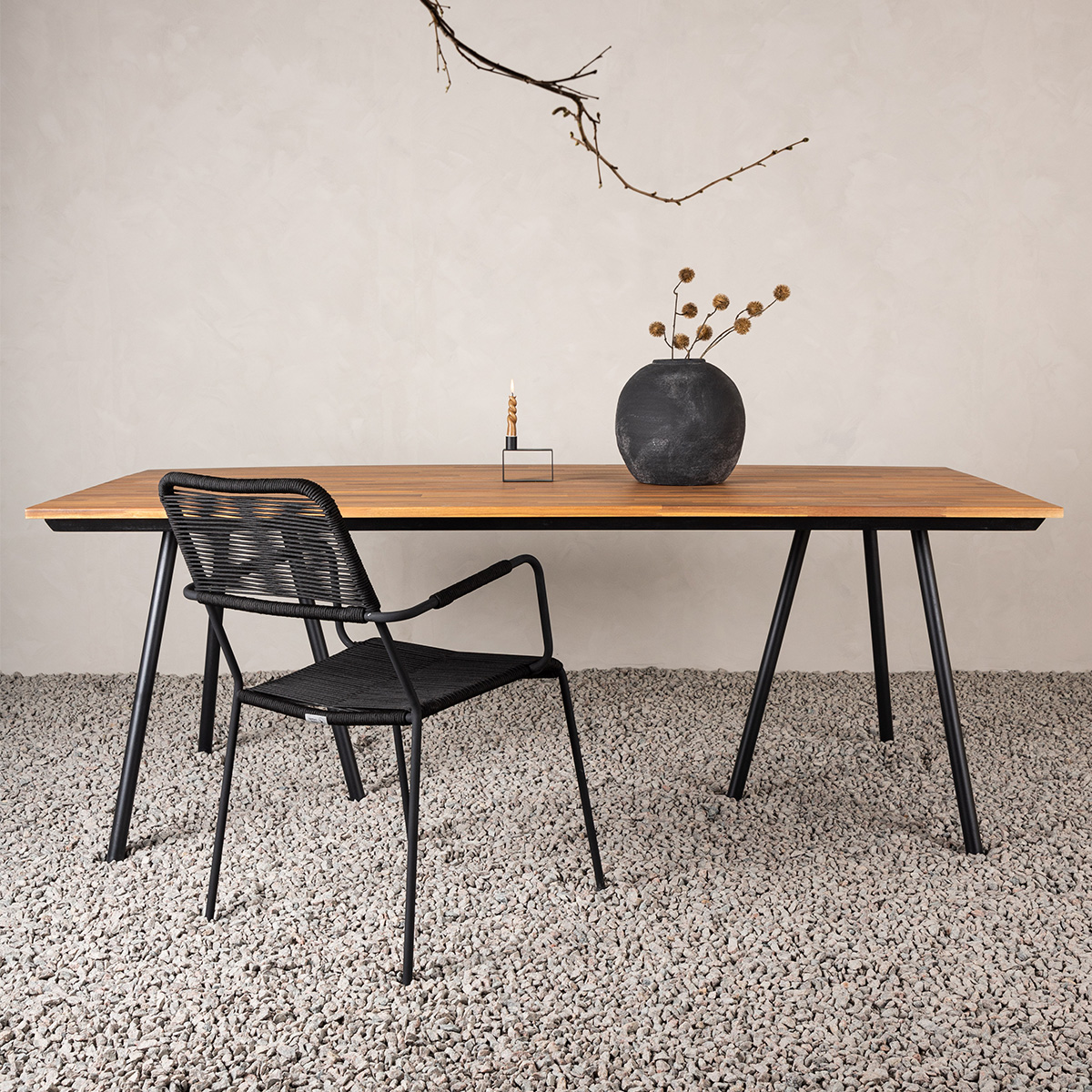 Tuintafel Joshua - met houten blad Zwart
