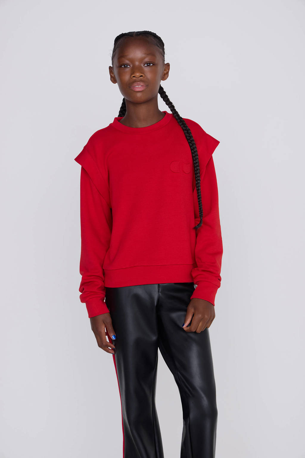 Coolcat Sweater Topaz met Schouder Detail Rood