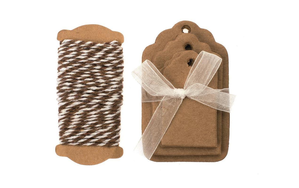 Geschenkanhänger Etikette, BraunGeschenketiketten aus Papier mit Kordel