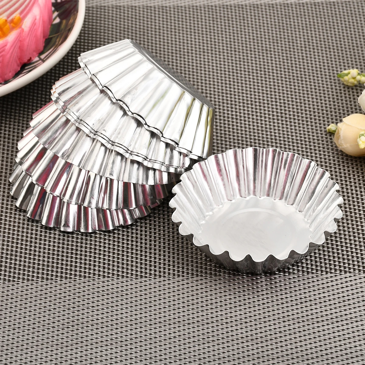 (10er Set) Aluminium Cupcake Förmchen Muffin Form Backform - Silber