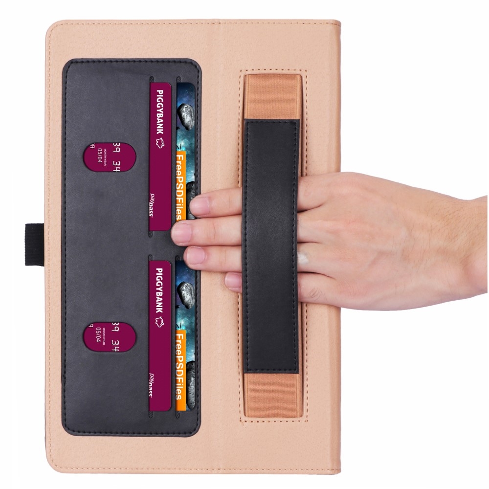 Samsung Galaxy Tab S8  Plus / Tab S7  Plus Leder Tasche Flip Cover mit Handschlaufe - Schwarz