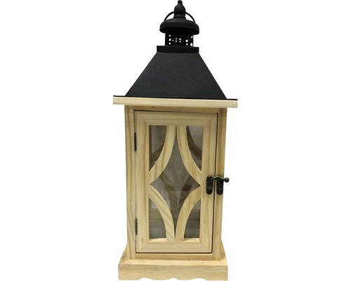 Lafiora houten lantaarn, 16 x 16 x 41 cm, bruin, zwart