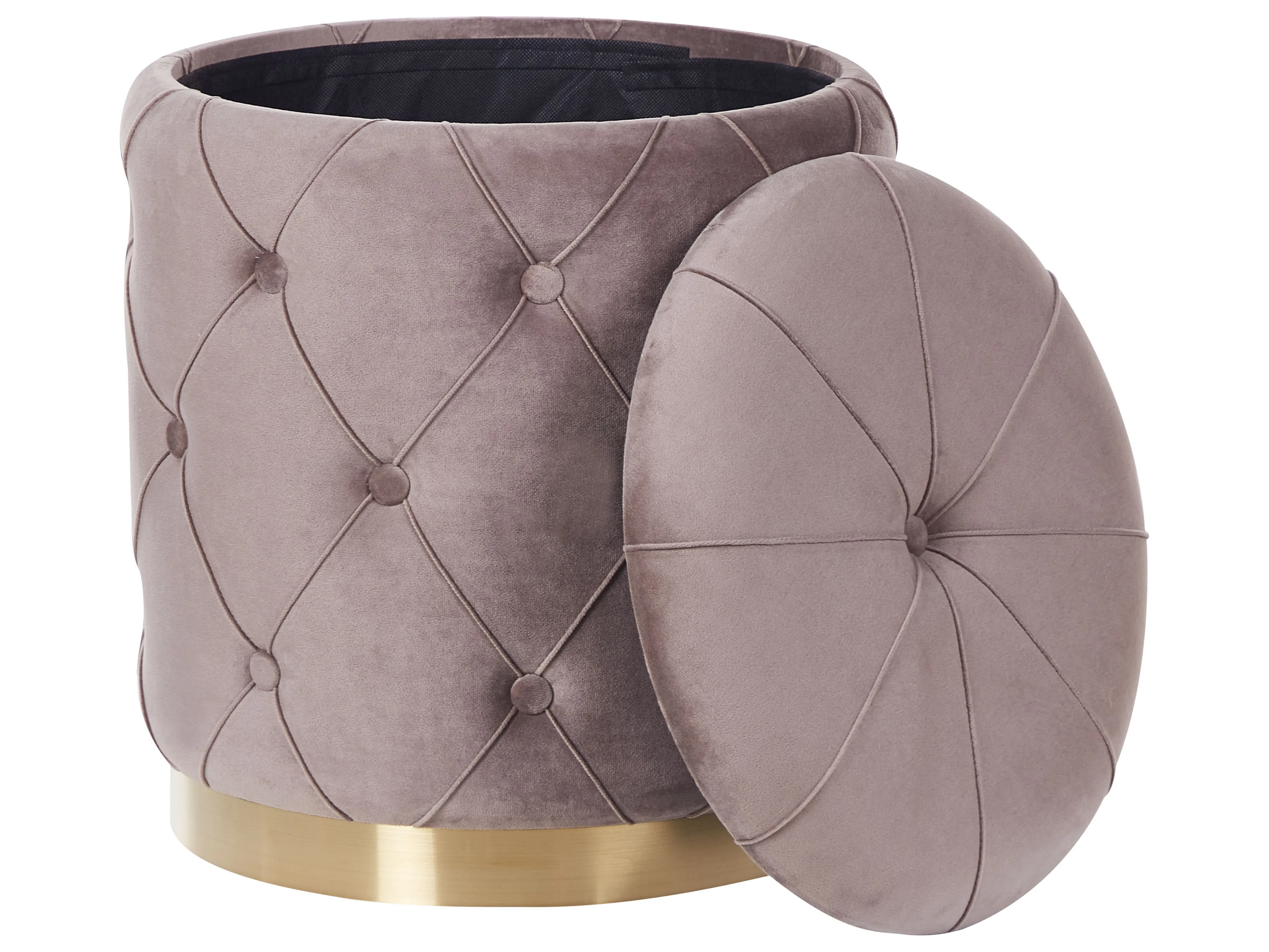 Set van 2 opbergpoefs PUEBLO Fluweel Taupe